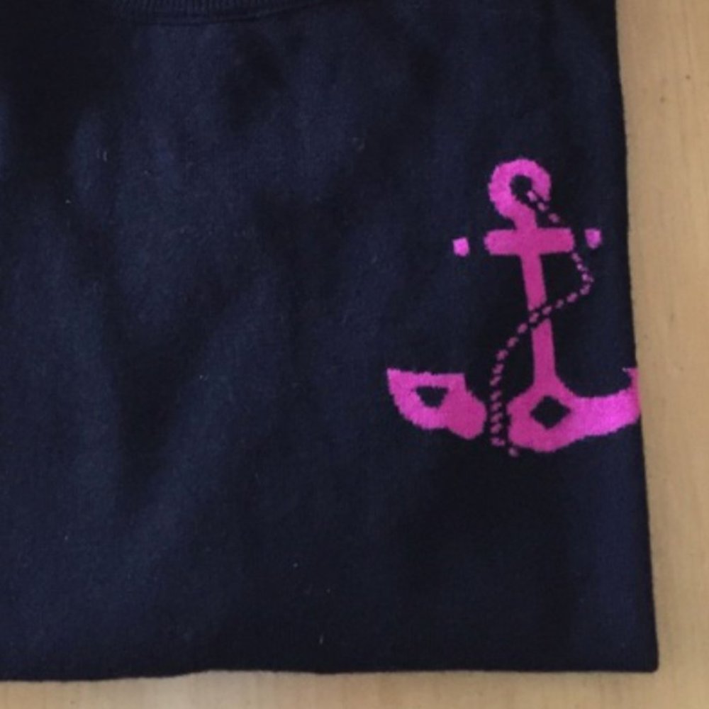 J. Crew Intarsia Sweater Anchor Navy Magenta - L